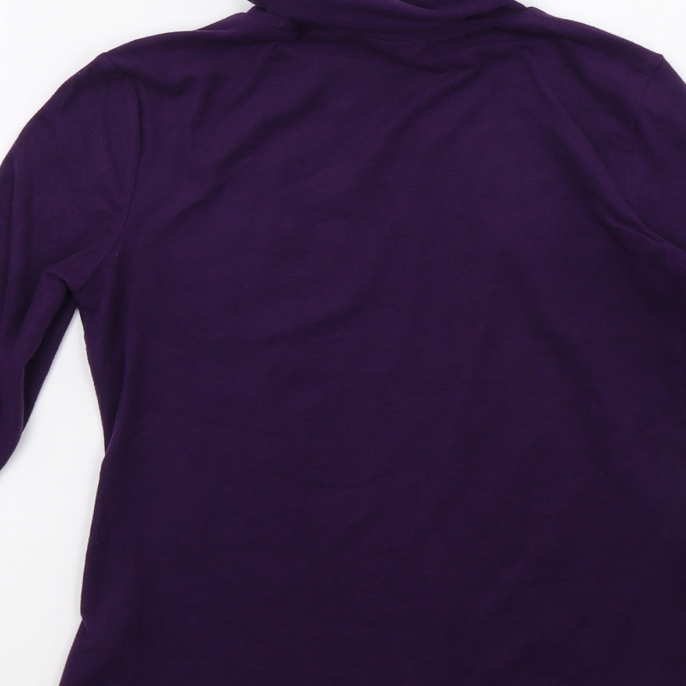 Brand and care label for ESMARA women’s purple pullover sweatshirt, size S