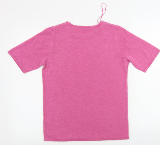 Womens UK Size 10 love knitwear Pink Basic T-Shirt