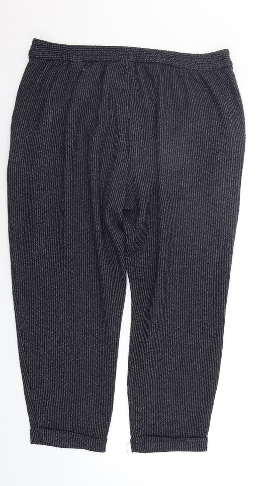 Marks and Spencer Mens Blue Striped Jogger Trousers Size 18 L22 in