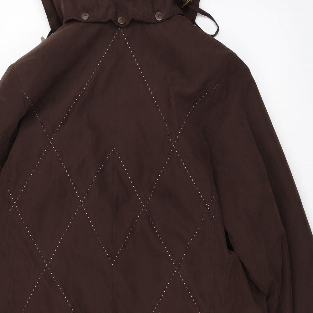 Brand and care label for Klass women’s brown overcoat coat, size M