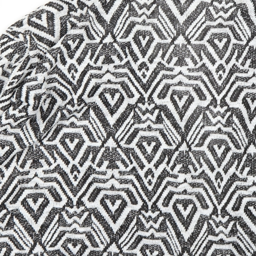 Brand and care label for H&M women’s multicoloured geometric overcoat jacket, size S
