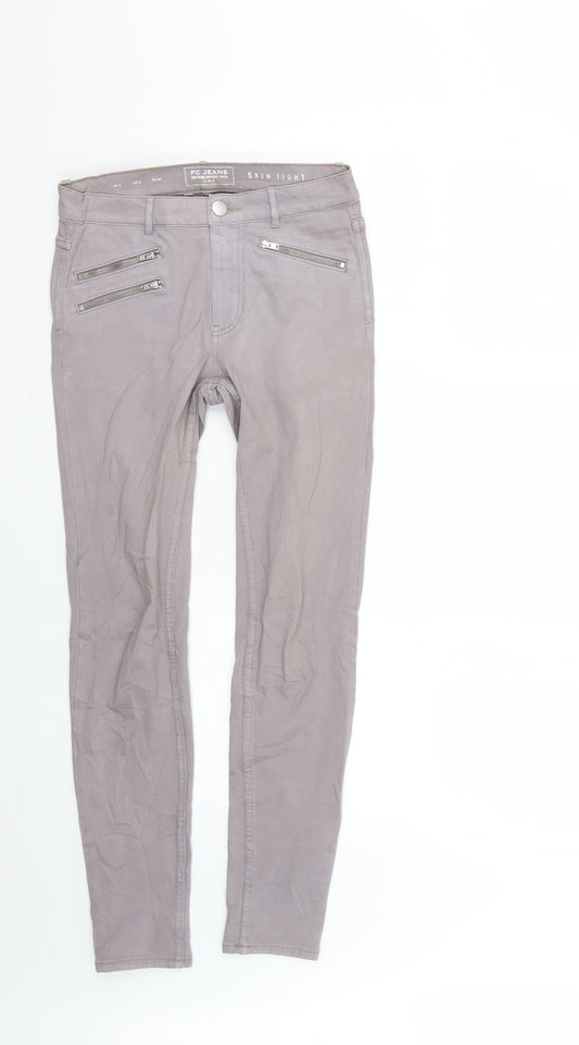 Additional front view of fc jeans women’s grey skinny jeans, size UK 6, 26-inch leg