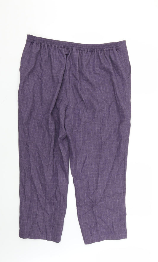 EWM Womens Purple Check Trousers Size 20 L23 in
