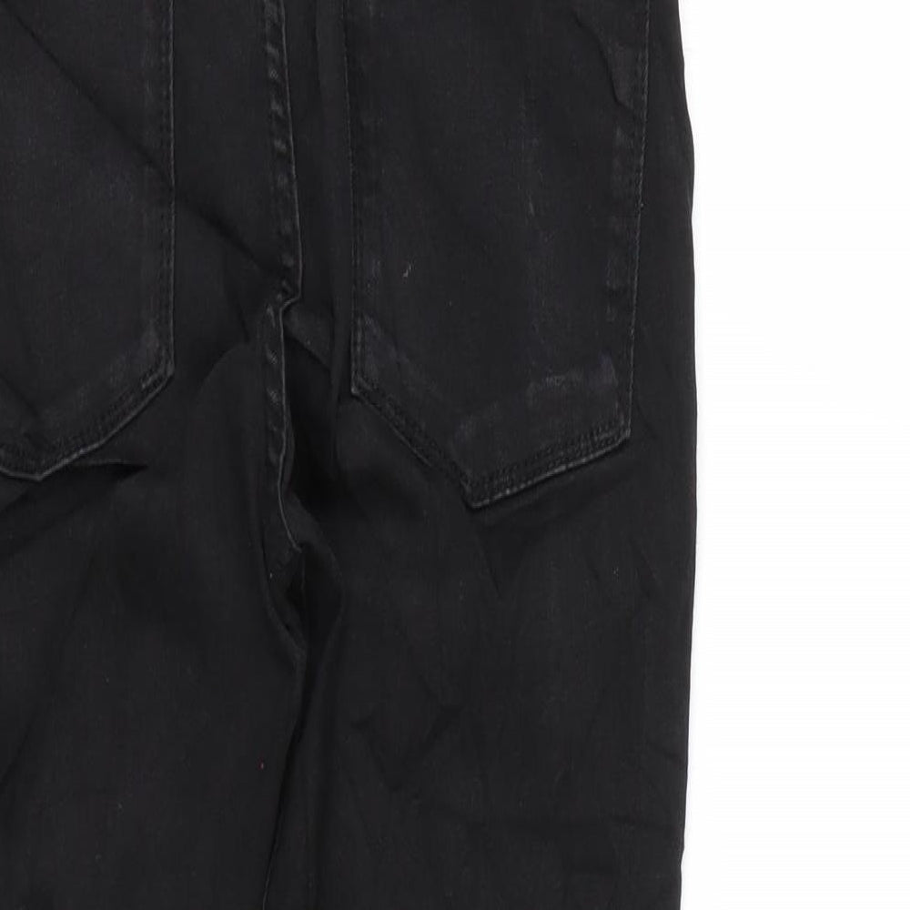 Brand and care label for Zara women’s black skinny jeans, size UK 8, 26-inch leg