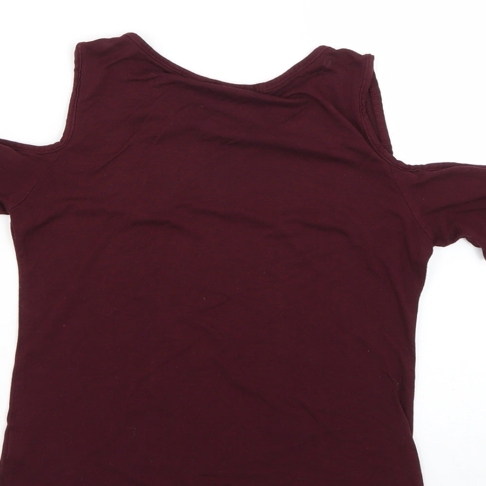 Boohoo Womens Purple Basic Blouse Size 6