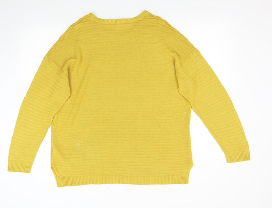 Womens UK Size L Peacocks Yellow Pullover Jumper