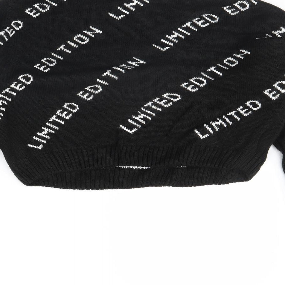 I SAW IT FIRST Womens Black Striped Pullover Jumper Size 8