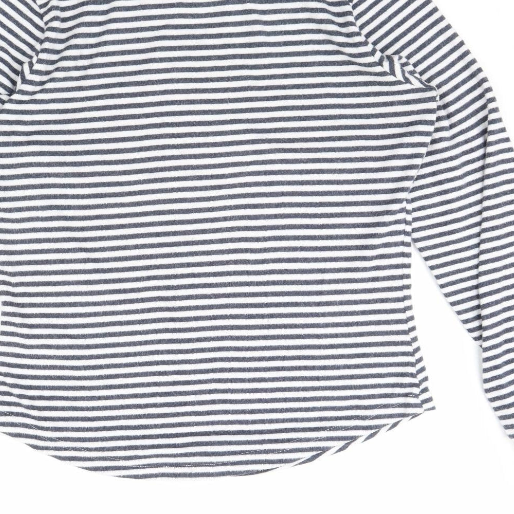 Brand and care label for F&F women’s blue striped cami pyjama top, size UK 8