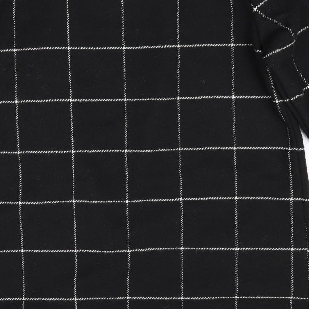 Brand and care label for Peacocks women’s black check overcoat coat, size UK 8