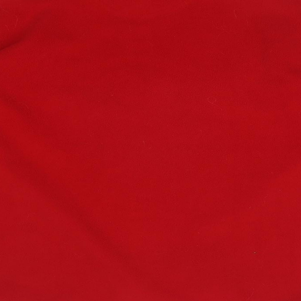 Brand and care label for EWM women’s red full zip jumper, size L