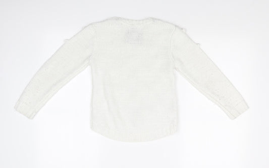 TU Girls White Argyle/Diamond Pullover Sweatshirt Size 8 Years