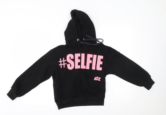 Additional front view of A2Z 4 kids girls’ black pullover hoodie, size 11-12, years - #selfie