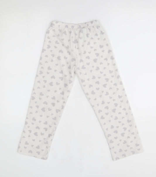 George Girls White Lounge Pants Size 7-8 Years - heart pattern