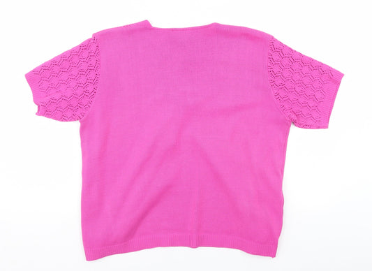 Womens UK Size M Florida Pink Pullover Jumper