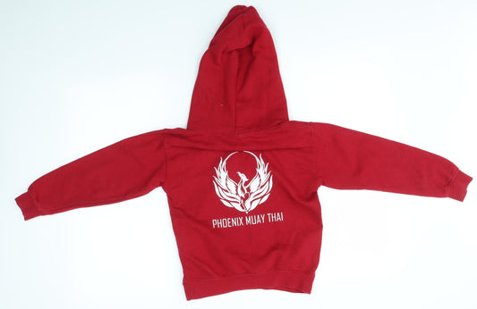 PHOENIX MUAY THAI Boys Red Pullover Hoodie Size 9-10 Years