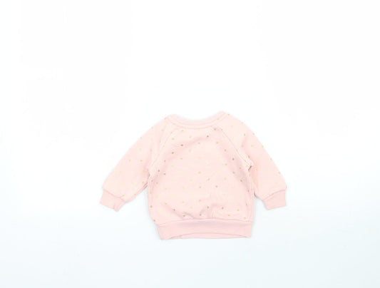 Primark Girls Pink Pullover Jumper Size 3-6 Months - Star Pattern Sweatshirt