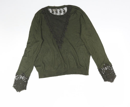 Womens UK Size M H&M Green Pullover Jumper