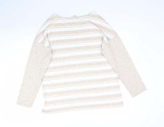 Nutmeg Womens Beige Striped Knit Pullover Jumper Size 12