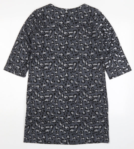 Back view of TU women’s grey animal print t-shirt dress, size UK 8