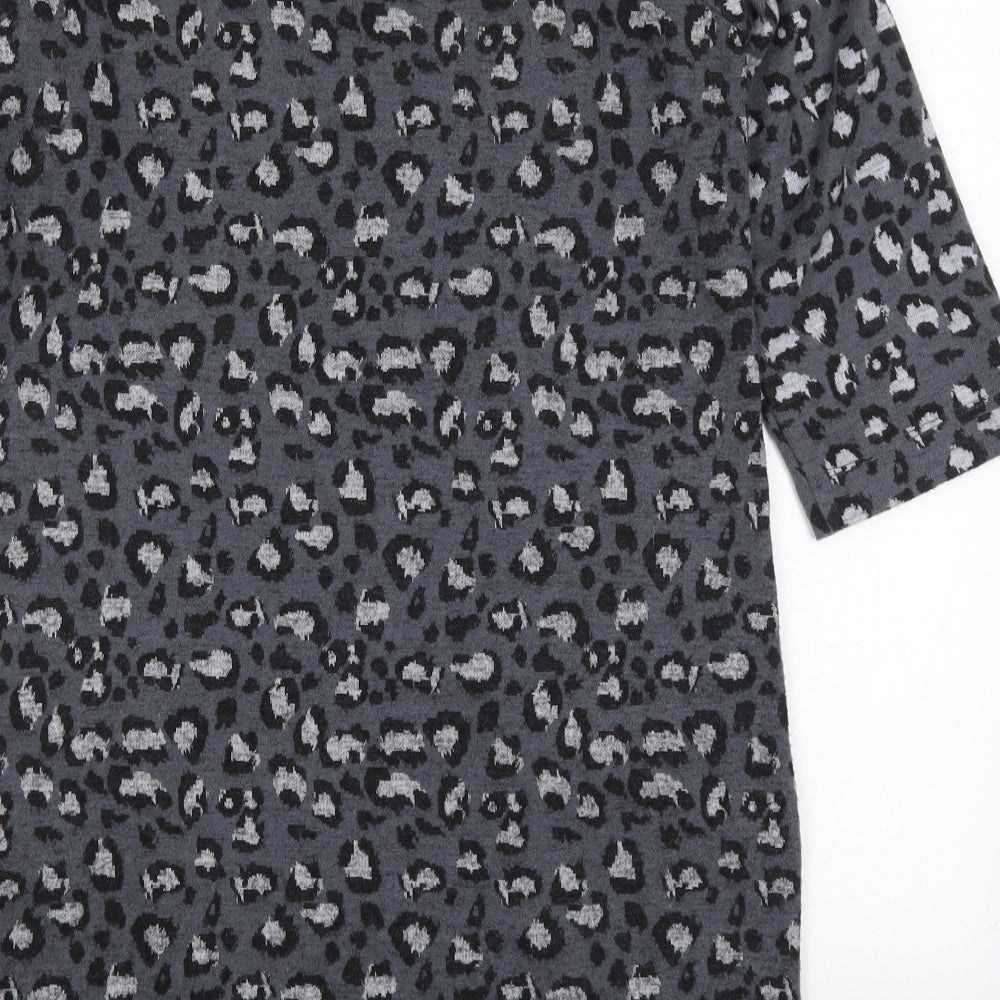TU Womens Grey Animal Print T-Shirt Dress Size 8
