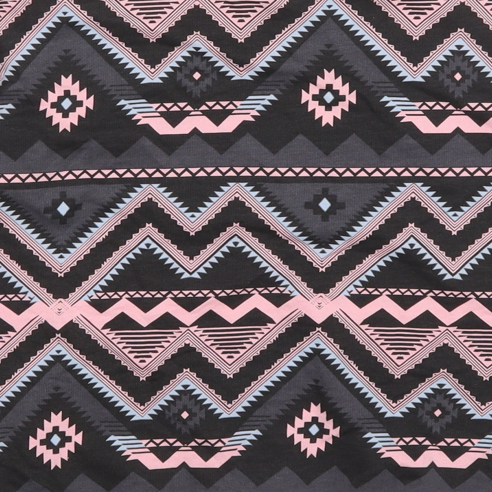 H&M Womens Grey Geometric Pullover Sweatshirt Size XS - Pink