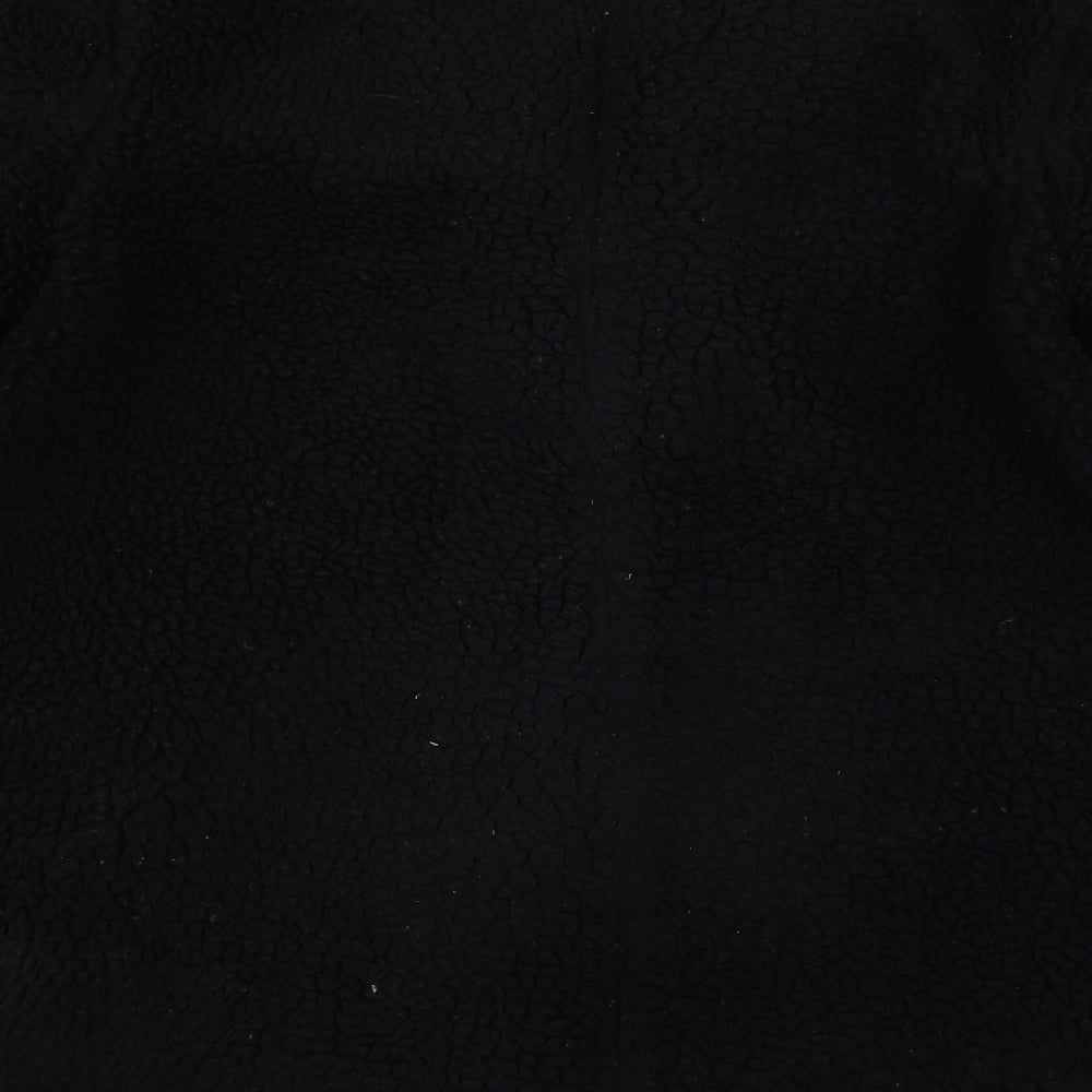 Brand and care label for H&M women’s black jacket coat, size S