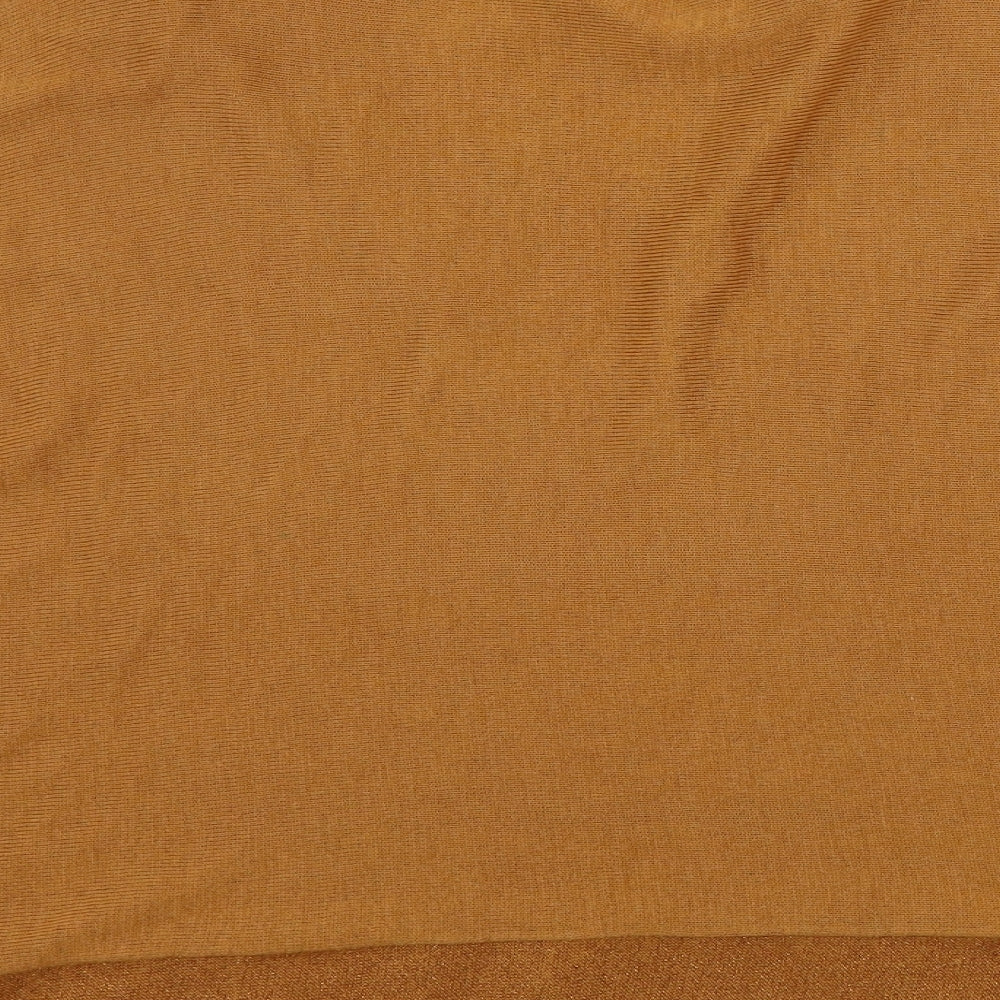 Brand and care label for Bunoh women’s brown jumper, size M