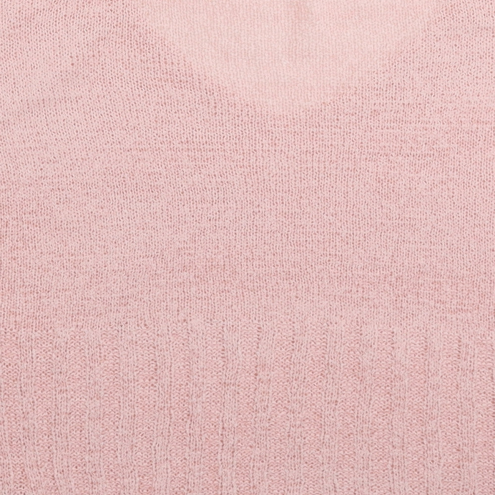 Brand and care label for SHEIN women’s pink knit jumper, size M