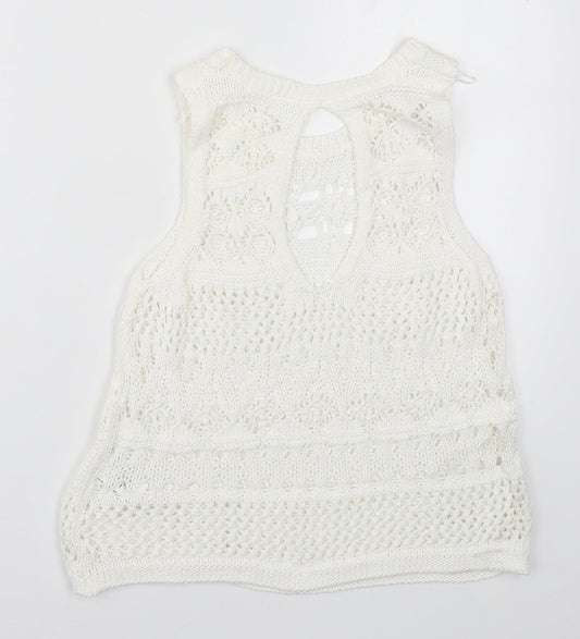 Womens UK Size 6 NEXT White Vest Jumper