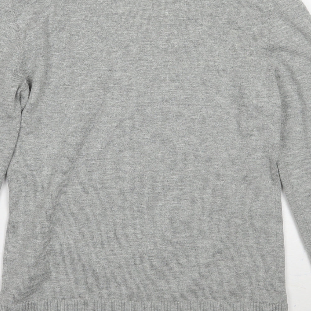 Brand and care label for Gap women’s grey cardigan jumper, size M