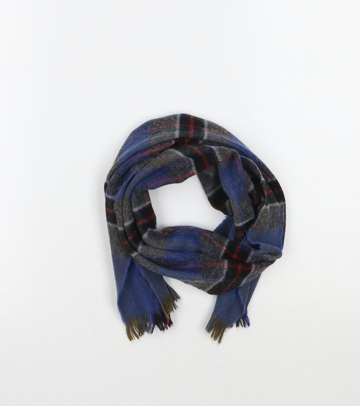 Front view of Preworn boys’ blue check scarf one size