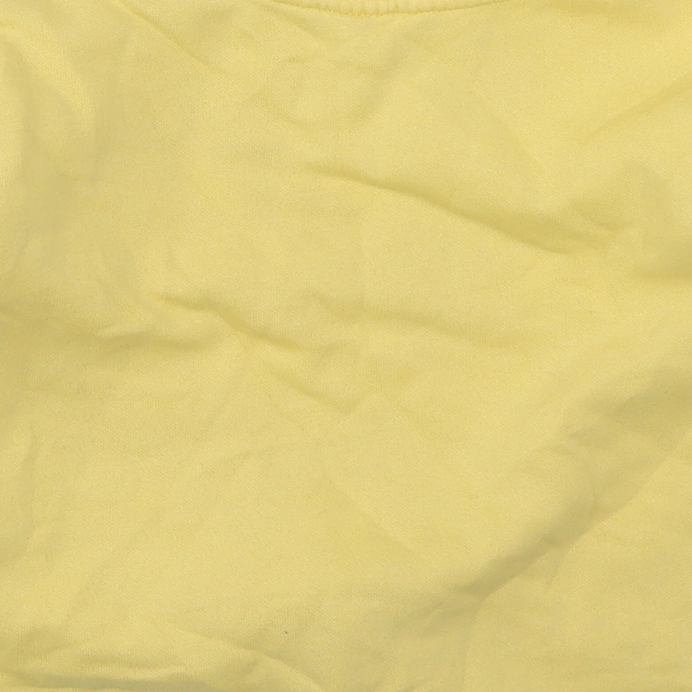 Brand and care label for H&M girls’ yellow pullover sweatshirt, size 2-3, years