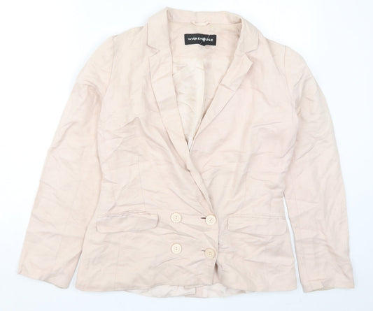 Additional front view of Warehouse women’s pink jacket suit jacket, size UK 10