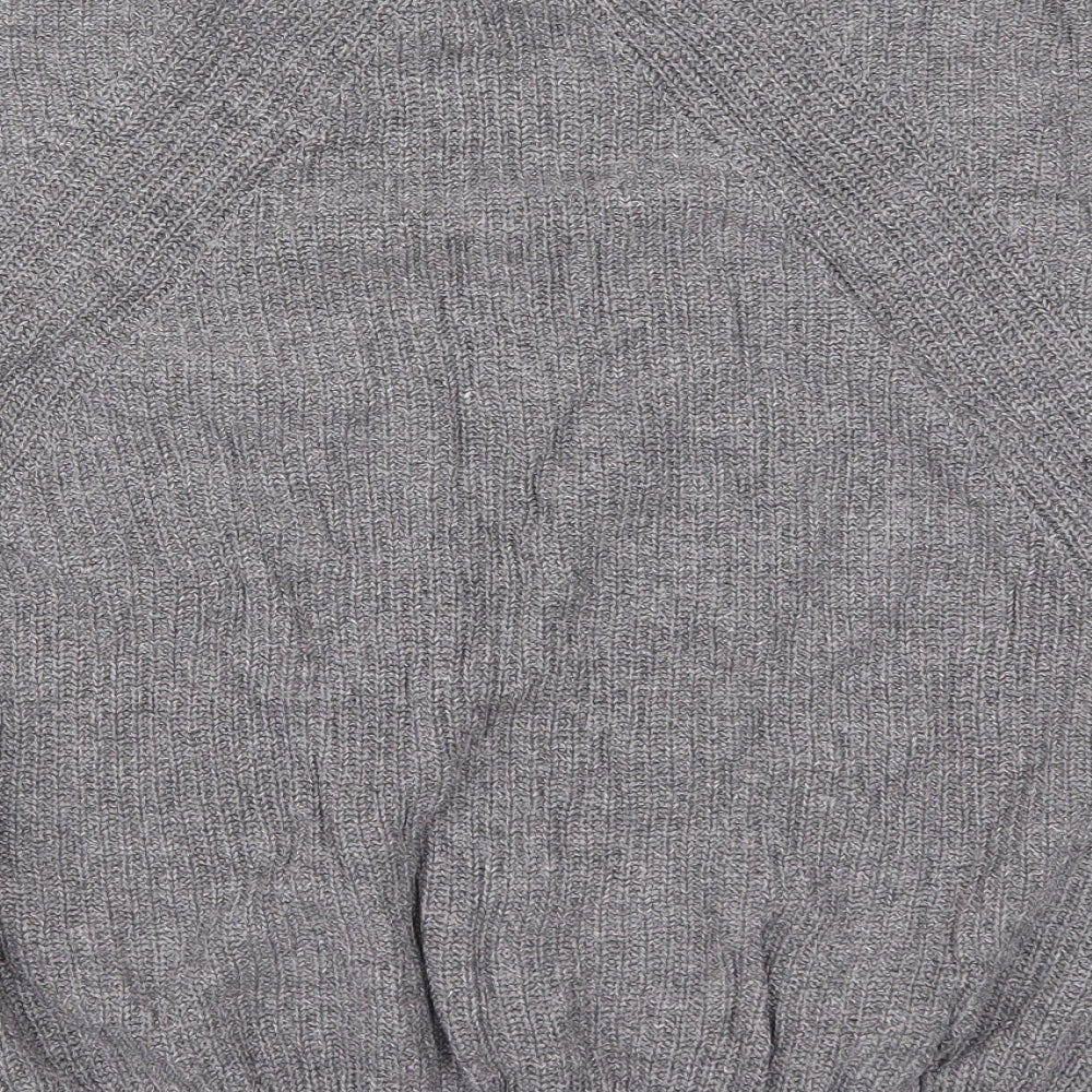 Brand and care label for H&M women’s grey knit jumper, size M