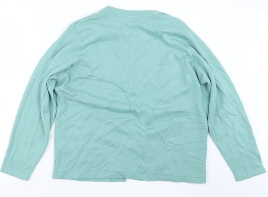 Womens UK Size 18 EWM Green Cardigan Jumper