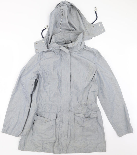 Additional front view of Bonmarché women’s blue striped jacket coat, size UK 12