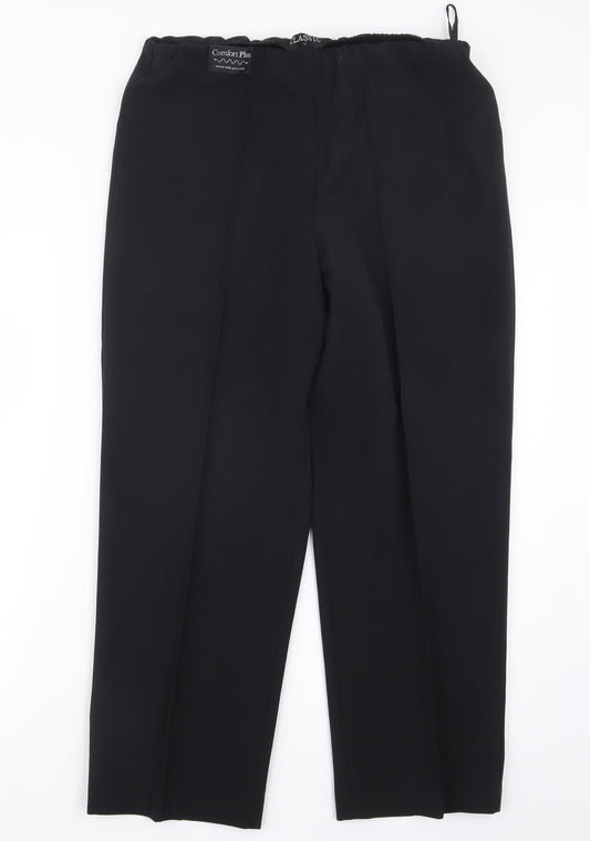 Womens UK Size 12 Classic Regular Fit Black Trousers