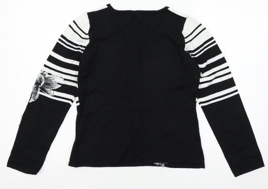 Diva Womens Black Striped Knit Pullover Jumper Size 10