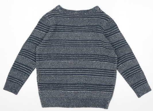 TRU Collection Womens Blue Striped Knit Pullover Jumper Size S