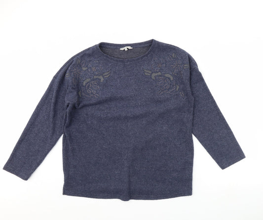 Womens UK Size 14 Nutmeg Blue Pullover Jumper