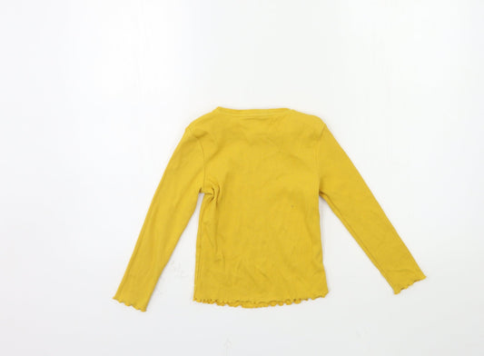 George Girls Yellow Basic T-Shirt Size 5-6 Years