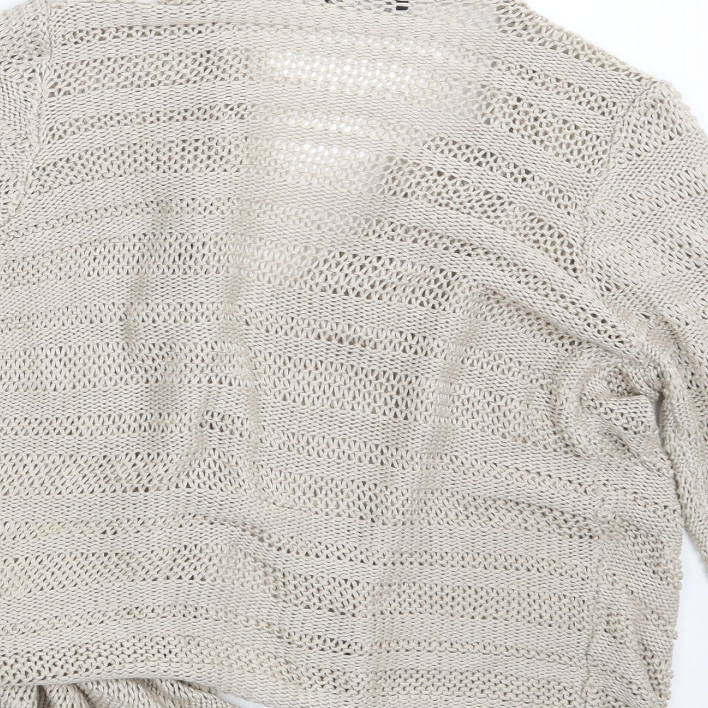 Brand and care label for Moda @ George women’s beige wrap jumper, size UK 14