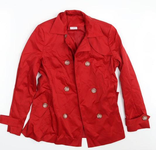 Additional front view of Ethel Austin women’s red overcoat coat, size UK 12