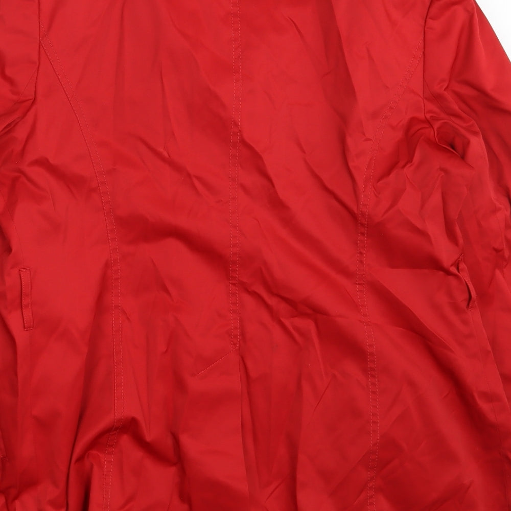 Brand and care label for Ethel Austin women’s red overcoat coat, size UK 12