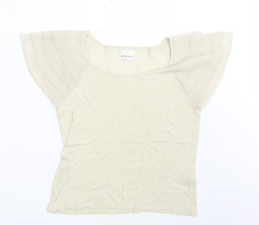 Womens UK Size 8 Minuet Beige Basic T-Shirt