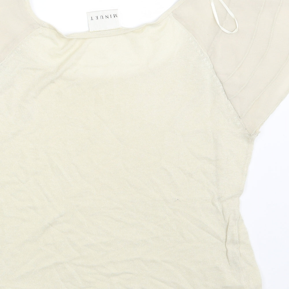 Womens UK Size 8 Minuet Beige Basic T-Shirt