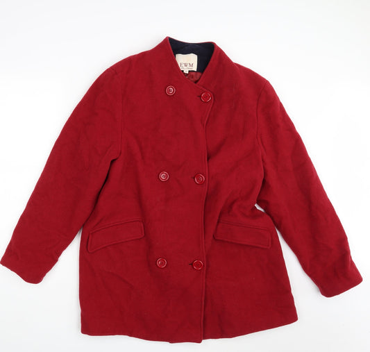 Womens UK Size 16 EWM Red Overcoat