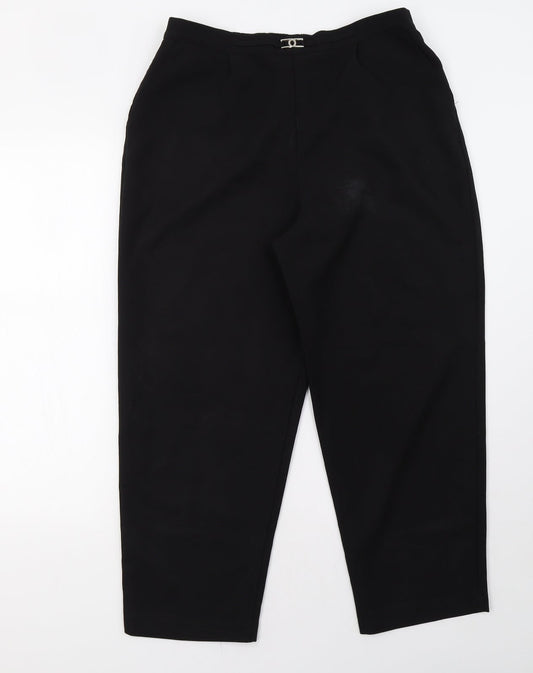 Womens UK Size 12 Classic Regular Fit Black Trousers