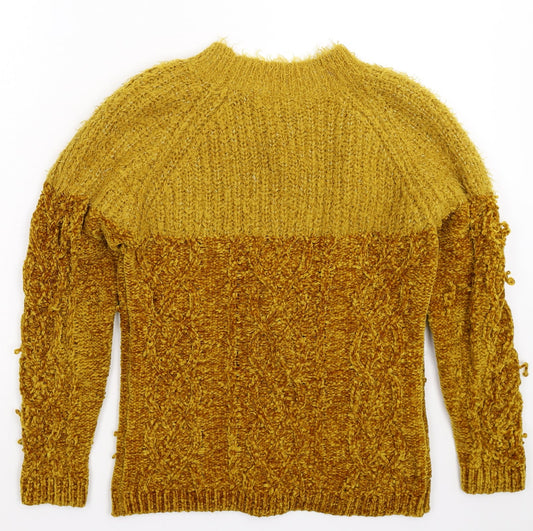 Womens UK Size S Papaya Yellow Pullover Jumper