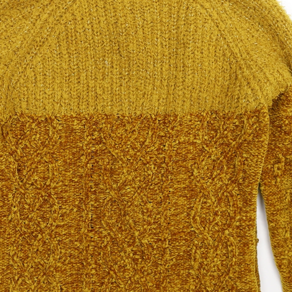 Womens UK Size S Papaya Yellow Pullover Jumper